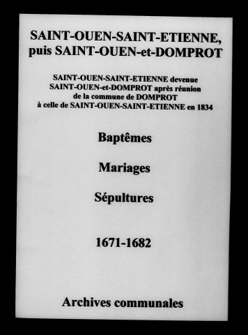 Saint-Ouen. Baptêmes, mariages, sépultures 1671-1682