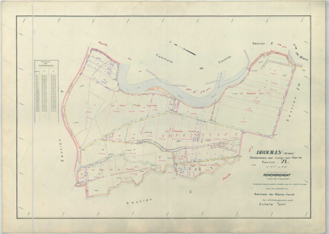 Loisy-sur-Marne (51328). Section ZL 2 échelle 1/2000, plan remembré pour 1957, plan régulier (papier armé)
