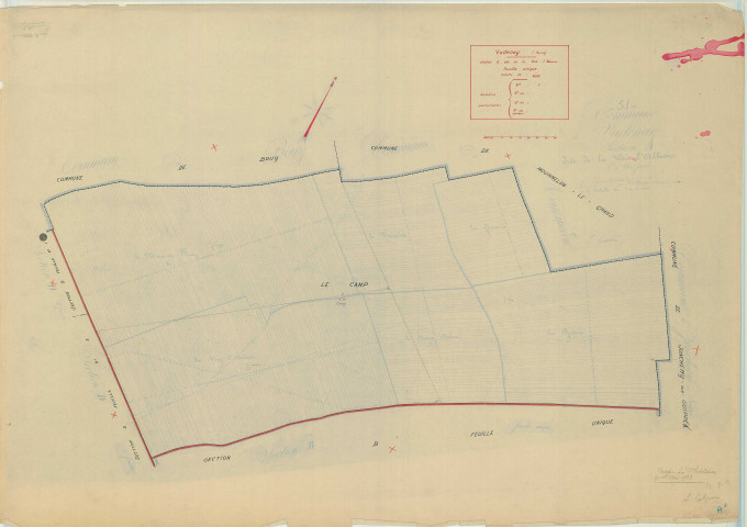 Vadenay (51587). Section A échelle 1/4000, plan mis à jour pour 1934, plan non régulier (papier)
