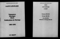 Saint-Léonard. Naissances, mariages, décès, publications de mariage 1883-1892