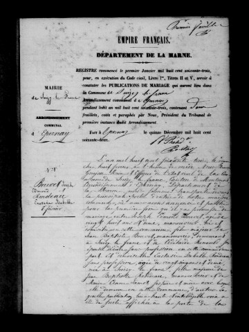 Suizy-le-Franc. Publications de mariage, mariages 1863-1892