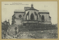 MARSON. La Grande Guerre-Marson-Restauration provisoire du Chevet de l'Église.