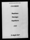 Cuchery. Baptêmes, mariages, sépultures 1737
