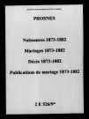 Prosnes. Naissances, mariages, décès, publications de mariage 1873-1882