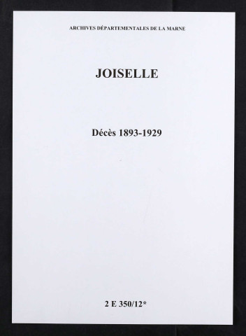 Joiselle. Décès 1893-1929