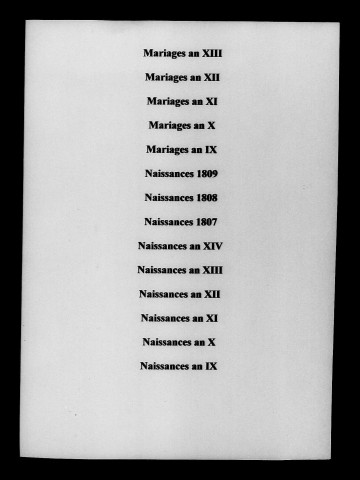 Savigny-sur-Ardres. Naissances, mariages, décès an IX-1809