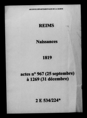 Reims. Naissances 1819