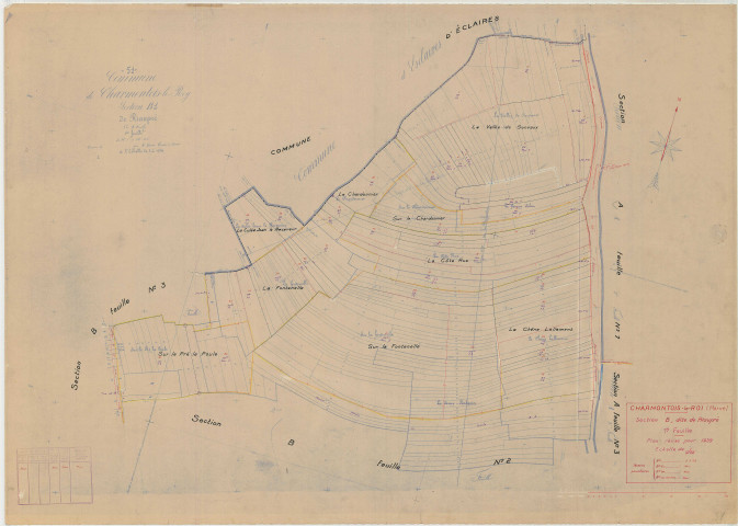 Charmontois (Les) (51132). Section B1 échelle 1/1250, plan mis à jour pour 1939 (ancienne commune de Charmontois-le-Roi), plan non régulier (papier)