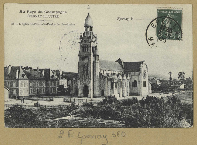 ÉPERNAY. Au pays du Champagne. Épernay illustré-80-L'église Saint-Pierre Saint-Paul et le presbytère.
