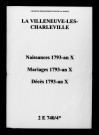 Villeneuve-lès-Charleville (La). Naissances, mariages, décès 1793-an X