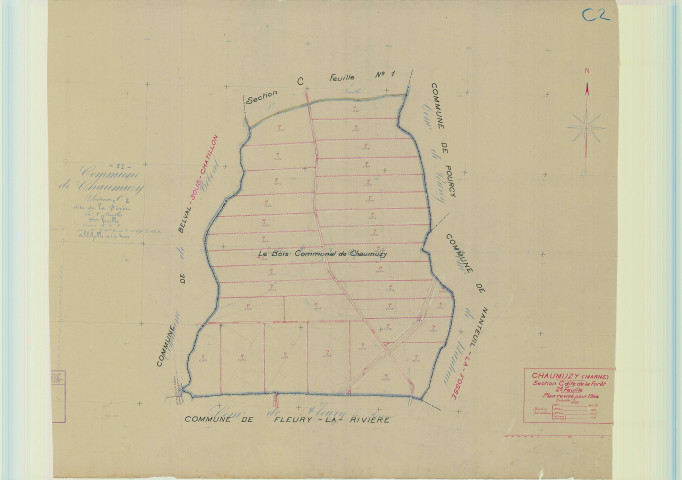 Chaumuzy (51140). Section C2 échelle 1/4000, plan mis à jour pour 1944, plan non régulier (papier).