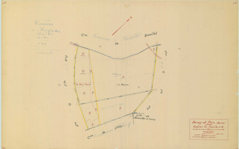 Serzy-et-Prin (51534). Section G4 échelle 1/2000, plan mis à jour pour 1966, plan non régulier (papier).