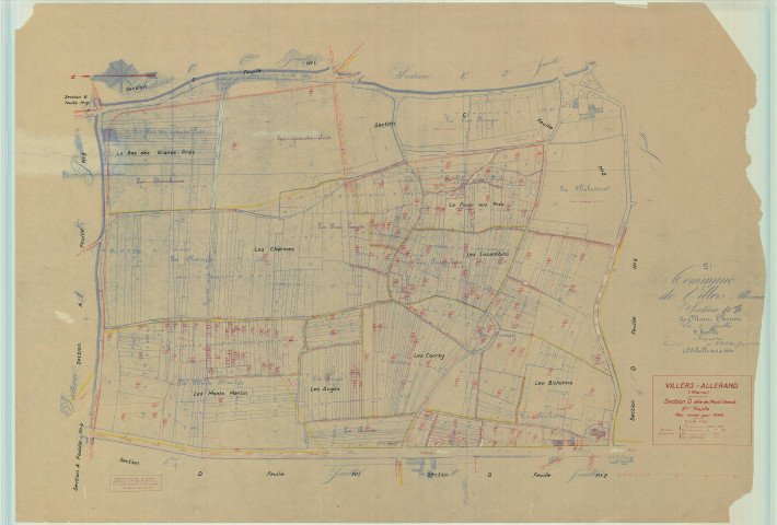 Villers-Allerand (51629). Section D3 échelle 1/1250, plan mis à jour pour 1948, plan non régulier (papier).
