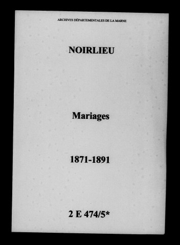 Noirlieu. Mariages 1871-1891