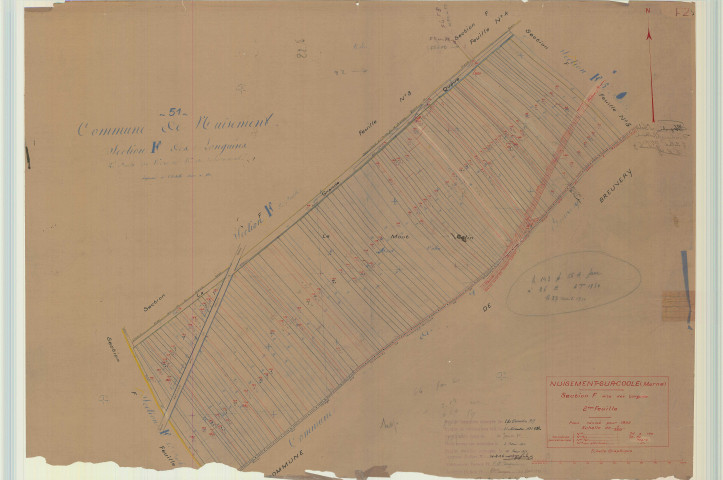 Nuisement-sur-Coole (51409). Section F2 échelle 1/2500, plan mis à jour pour 1935, plan non régulier (calque)