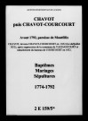 Chavot-Courcourt. Baptêmes, mariages, sépultures 1774-1792