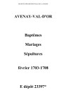 Avenay. Baptêmes, mariages, sépultures 1703-1708