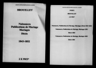 Brouillet. Naissances, publications de mariage, mariages, décès 1843-1852