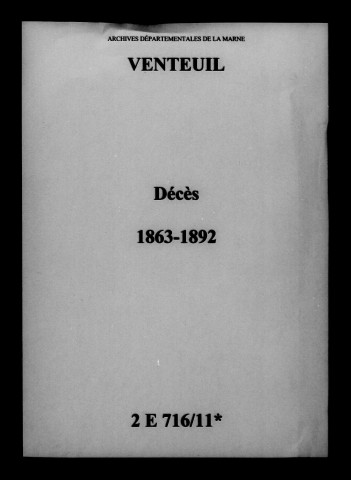 Venteuil. Décès 1863-1892