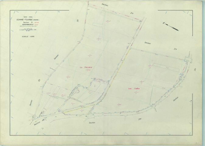 Somme-Tourbe (51547). Section ZI échelle 1/2000, plan remembré pour 1963, plan régulier (papier armé)