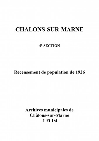 Châlons-sur-Marne, 4e section. Dénombrement de la population 1926