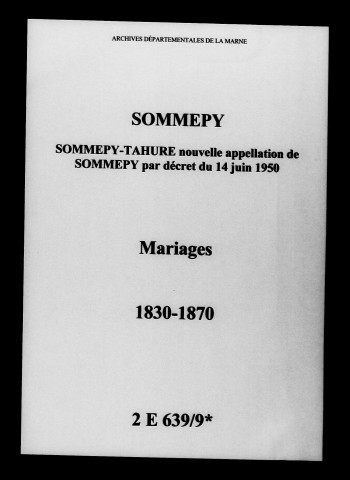 Sommepy. Mariages 1830-1870