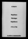 Étrepy. Baptêmes, mariages, sépultures 1711-1736