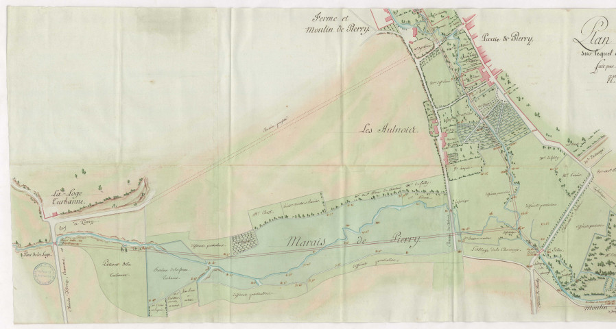 Plan du Marais de Pierry et de ses environs, 1778.