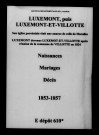 Luxémont-et-Villotte. Naissances, mariages, décès 1853-1857