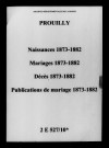 Prouilly. Naissances, mariages, décès, publications de mariage 1873-1882