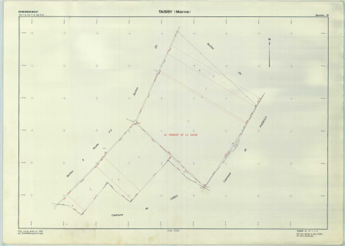 Taissy (51562). Section ZI échelle 1/2000, plan remembré pour 1979, plan régulier (papier armé).
