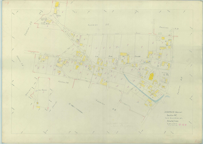 Sompuis (51550). Section AC échelle 1/1000, plan renouvelé pour 1962, plan régulier (papier armé)