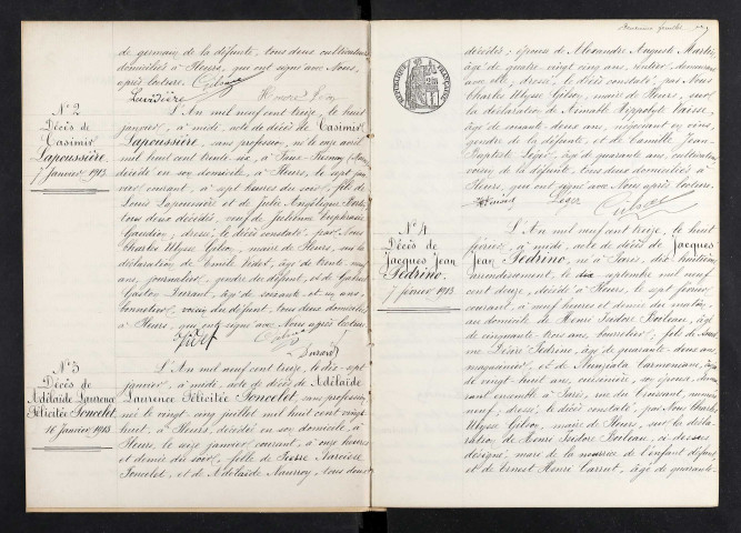 Pleurs. Décès 1913-1929