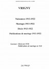 Vrigny. Naissances, mariages, décès, publications de mariage 1913-1922