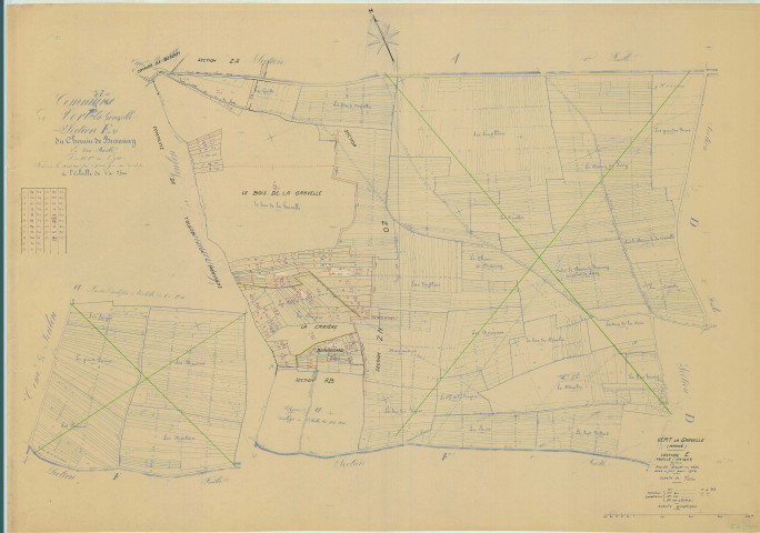 Vert-Toulon (51611). Section E échelle 1/2500, plan mis à jour pour 1958, plan non régulier (papier)