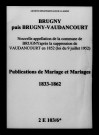 Brugny. Vaudancourt. Brugny-Vaudancourt. Publications de mariage, mariages 1833-1862