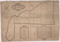 Plan et arpentage d'une pièce de bois appelée les Bâtis de Courville, située au-dessus de l'abbaye d'Igny (1725), Hazart