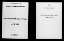 Châtillon-sur-Morin. Publications de mariage, mariages an XI-1832