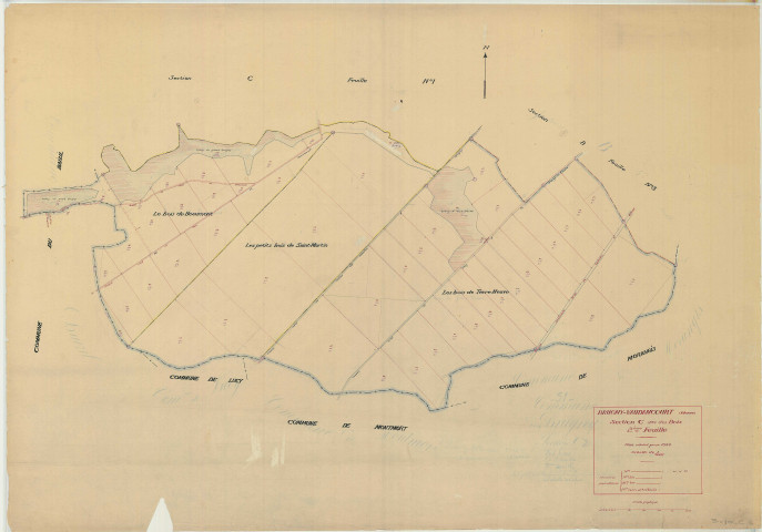 Brugny-Vaudancourt (51093). Section C2 échelle 1/5000, plan mis à jour pour 01/01/1934, non régulier (papier)