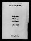Sainte-Gemme. Baptêmes, mariages, sépultures 1721-1729