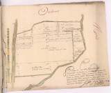 Pogny, plan des contrées dites les quartiers en Champagne, 1742. Plan et carte figurative du quartier au dessus du moulin de Moivre, dit le moulin du Bas.