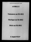 Aubilly. Naissances, mariages, décès an XI-1812