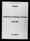 Vindey. Publications de mariage, mariages 1863-1892