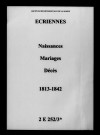 Écriennes. Naissances, mariages, décès 1813-1842