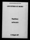 Istres-et-Bury (Les). Baptêmes 1670-1674