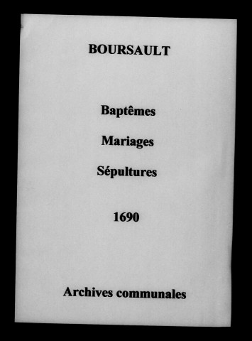 Boursault. Baptêmes, mariages, sépultures 1690