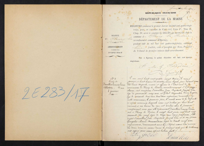 Fleury-la-Rivière. Décès 1893-1912