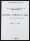 Communes de Mairy-sur-Marne à Vraux de l'arrondissement de Châlons. Naissances 1903