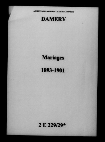 Damery. Mariages 1893-1901