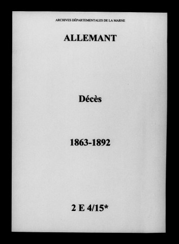 Allemant. Décès 1863-1892